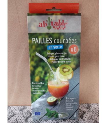 LOT DE 6 PAILLES VERRE COURBÉES + 1 GOUPILLON