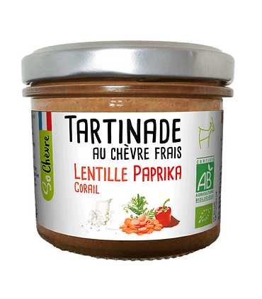 TARTINADE AU CHÈVRE LENTILLE CORAIL-PAPRIKA 90G