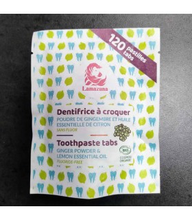 DENTIFRICE À CROQUER "GINGEMBRE & CITRON" 120 PASTILLES LAMAZUNA